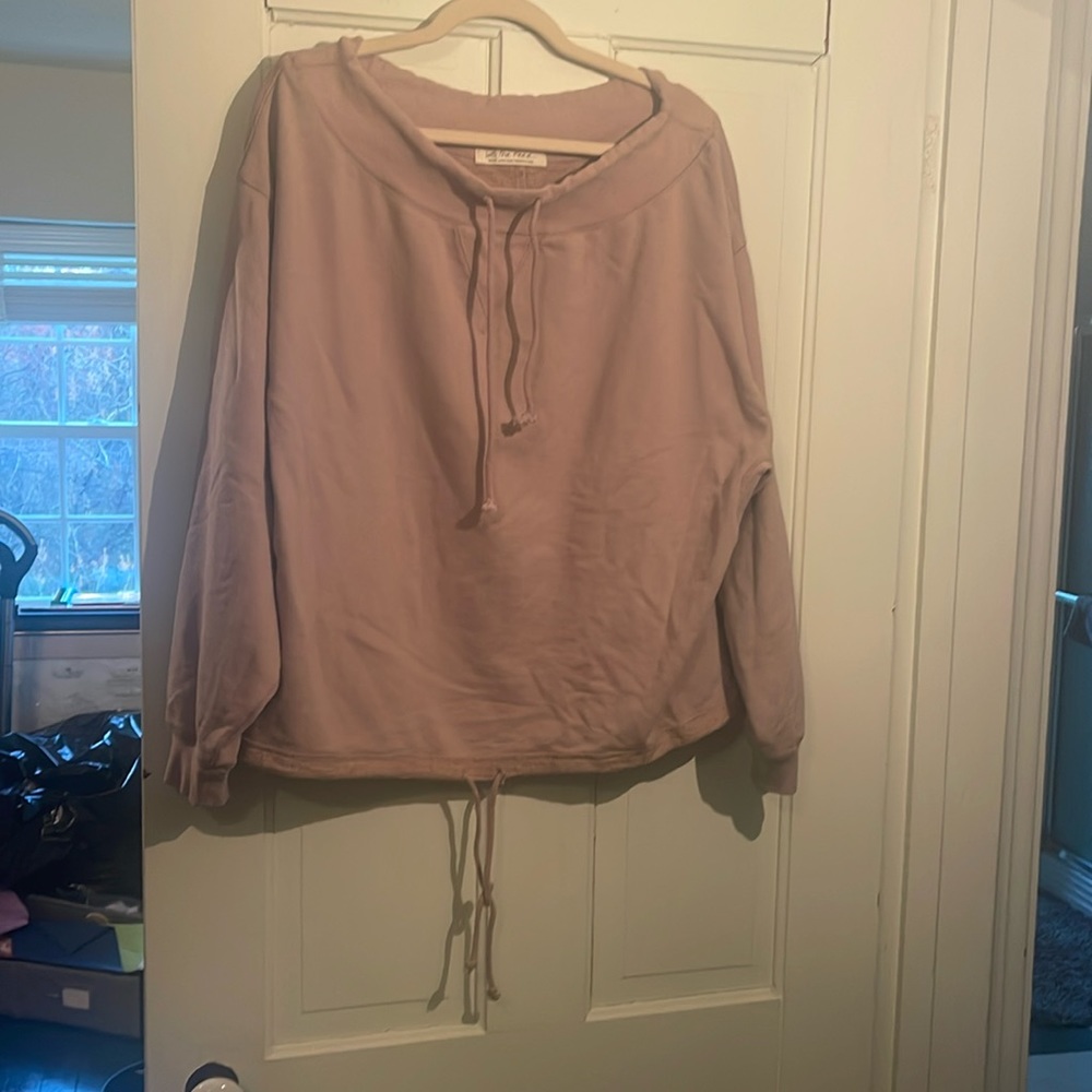 We the free by Freepeople French terry crop bubble sleeve sweatshirt